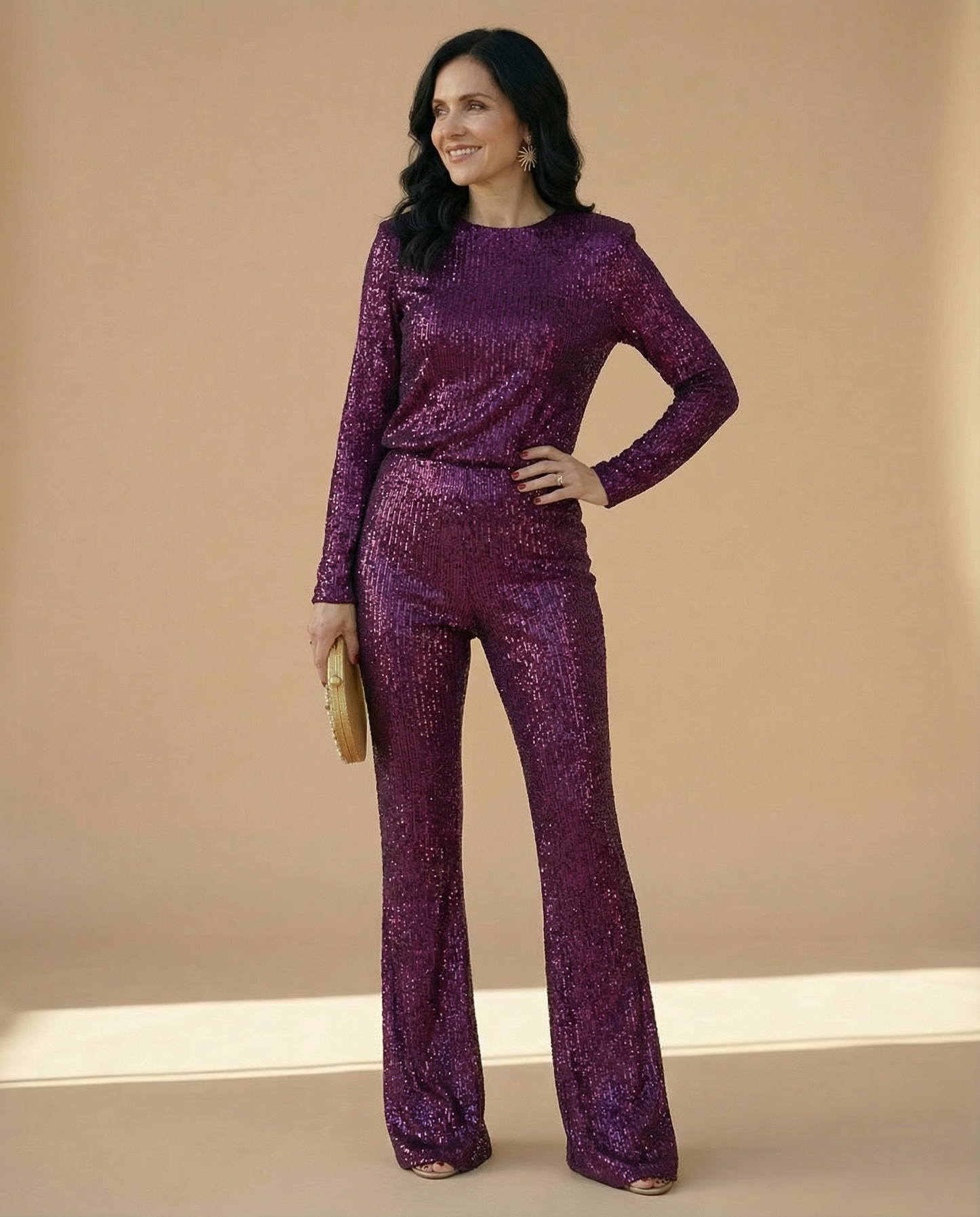 Vellaro pantalón de lentejuelas con cintura elástica