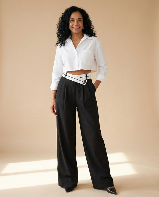 Vellaro pantalón ancho con cinturilla asimétrica