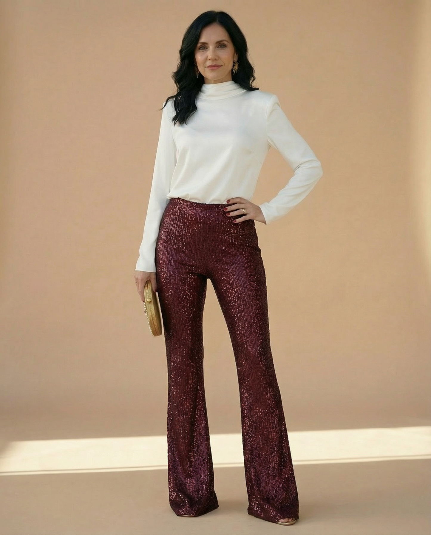 Vellaro pantalón de lentejuelas con cintura elástica