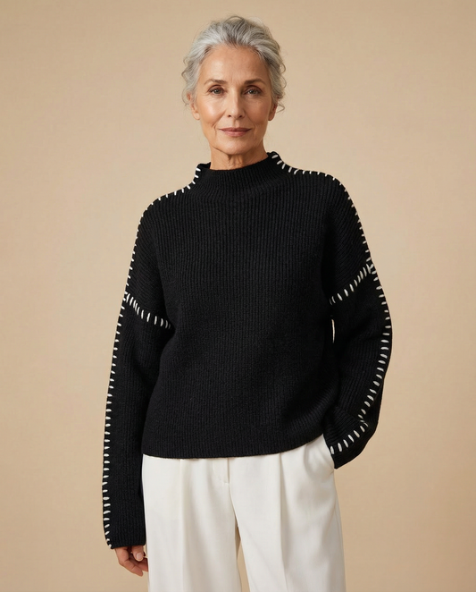 Vellaro suéter de cuello alto oversize con detalles de piqué