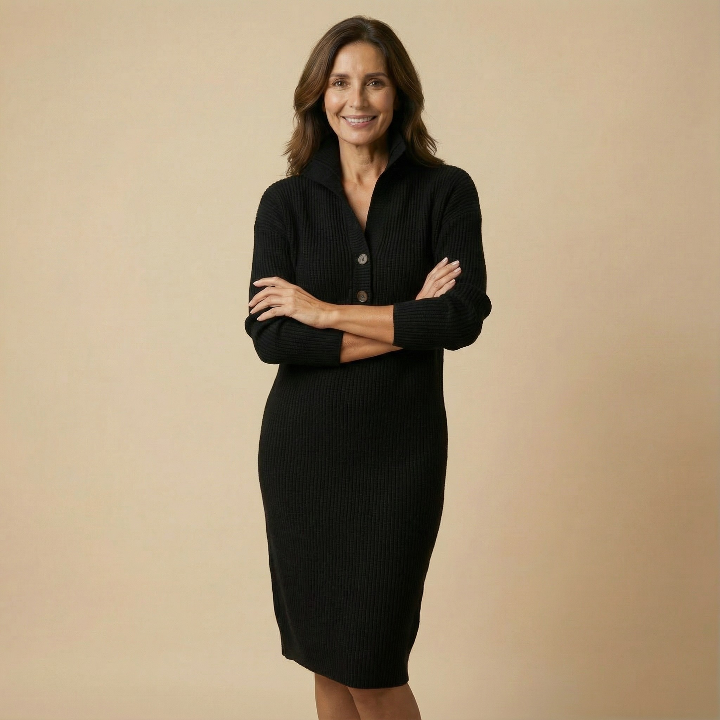 Vellaro vestido de punto con cuello y botones