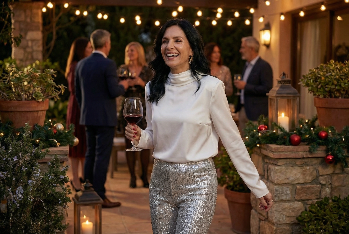 Vellaro pantalón de lentejuelas con cintura elástica